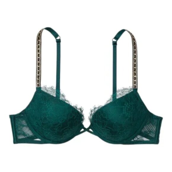 NWT Victoria Secret Green Ivy Lace Bombshell Bra Size: 38C - Picture 2 of 8